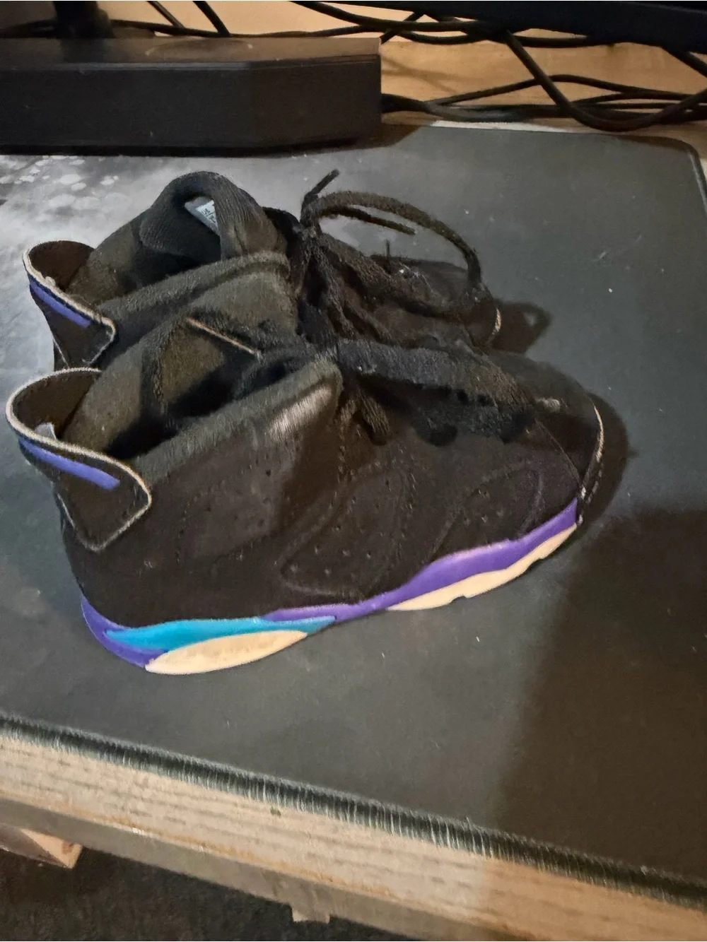 Jordan Kids' Black Sneakers with Purple Accents